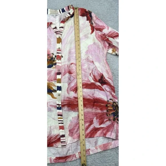 John Mark Tunic Top Women 1X Button Up Floral Long Line Boho Lightweight - Picture 5 of 9
